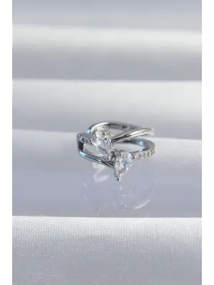  Gümüş Zirkon Taşlı Damla Earcuff Küpe