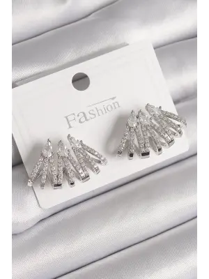  Gümüş Zirkon Taşlı Deniz Kabuğu Model Çelik Küpe