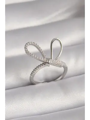  Gümüş Zirkon Taşlı Düğüm Model Çelik Yüzük