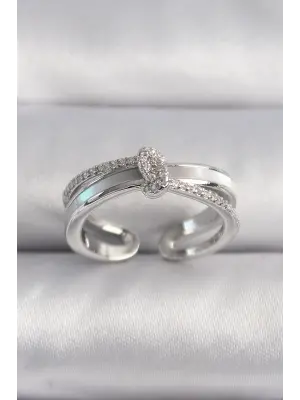  Gümüş Zirkon Taşlı Düğüm Model VIP Seri Çelik Yüzük