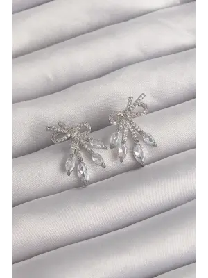  Gümüş Zirkon Taşlı Fiyonk Küpe