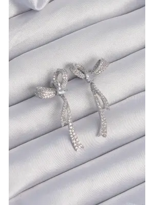  Gümüş Zirkon Taşlı Fiyonk Model Küpe