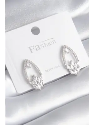  Gümüş Zirkon Taşlı Çelik Küpe