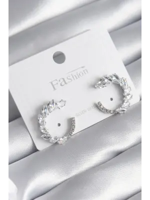  Gümüş Zirkon Taşlı Çelik Küpe