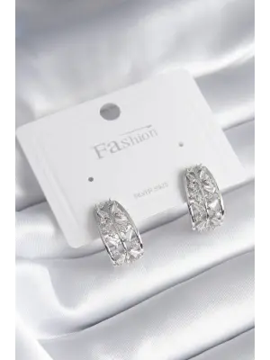  Gümüş Zirkon Taşlı Çelik Küpe