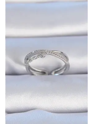  Gümüş Zirkon Taşlı Çelik Yüzük