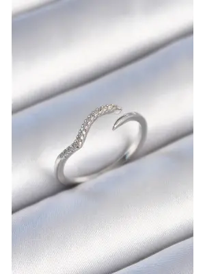  Gümüş Zirkon Taşlı Çelik Yüzük