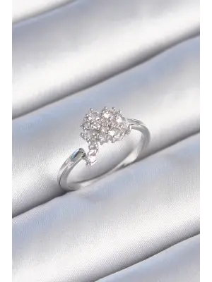  Gümüş Zirkon Taşlı Çelik Yüzük