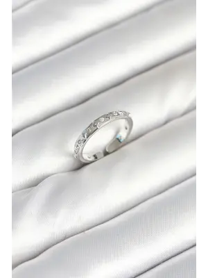 Pirinç Gümüş Renk Zirkon Taşlı Kadın Yüzük