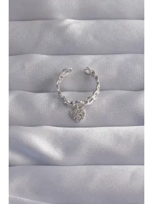  Gümüş Zirkon Taşlı Kalp Model Ayarlamalı Yüzük