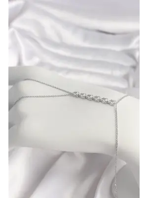 Çelik Gümüş Renk Zirkon Taşlı Kalp Model Şahmeran