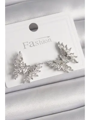  Gümüş Zirkon Taşlı Kelebek Model Çelik Küpe