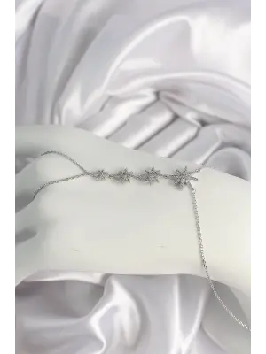 Pirinç Gümüş Renk Zirkon Taşlı Kutup Yıldızı Model Kadın Şahmeran