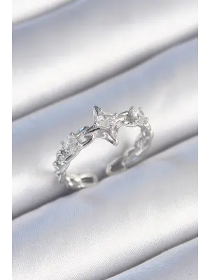  Gümüş Zirkon Taşlı Kutup Yıldızı Zincir Kordon Model Çelik Yüzük