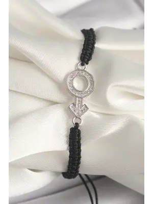 Pirinç Gümüş Renk Zirkon Taşlı Mars Figür Asansörlü Makrome Model Kadın Bileklik