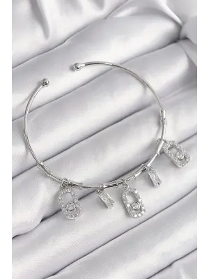 Pirinç Gümüş Renk Zirkon Taşlı Messika Model Kadın Bileklik