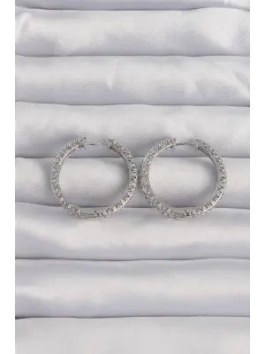  Gümüş Zirkon Taşlı Motifli Halka Küpe