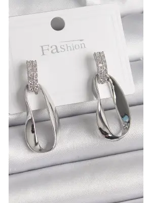  Gümüş Zirkon Taşlı Sallantı Çelik Küpe