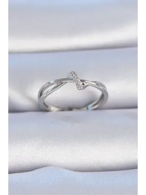  Gümüş Zirkon Taşlı Sarmal Model Çelik Yüzük