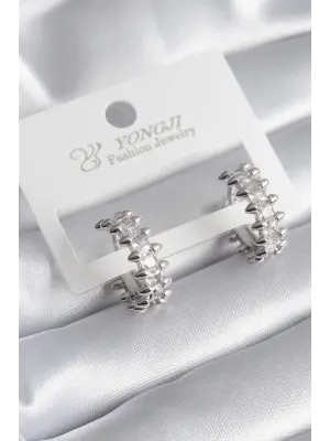  Gümüş Zirkon Taşlı Su Yolu Model Çelik Küpe