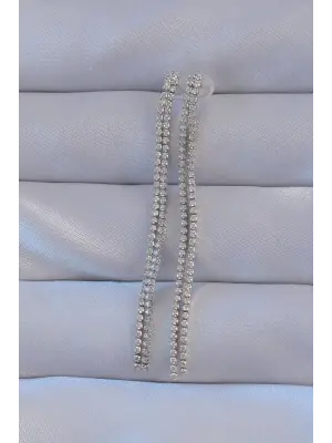  Gümüş Zirkon Taşlı Su Yolu Model Küpe