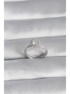  Gümüş Zirkon Taşlı Tek Taş Model Çelik Yüzük