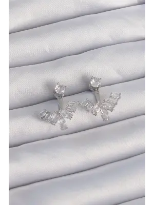  Gümüş Zirkon Taşlı V Model Küpe