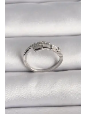  Gümüş Zirkon Taşlı Yılan Model Ayarlanabilir Yüzük