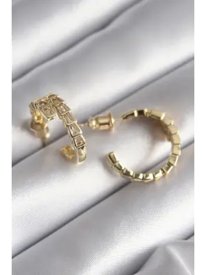  Gümüş Zirkon Taşlı Yılan Model Çelik Küpe