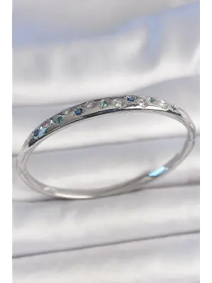 Pirinç Gümüş Renk Zirkon Taşlı Yıldız İşlemeli Kadın Kelepçe