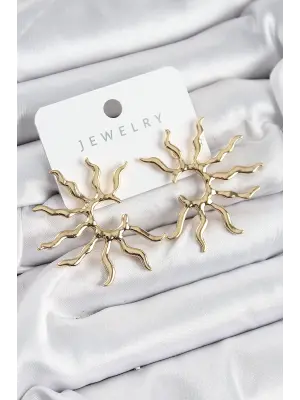 Pirinç Güneş Model Gold Renk Kadın Küpe
