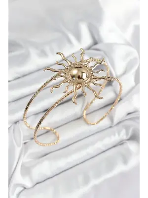 Pirinç Güneş Model Gold Renk Kadın Pazu Bileklik