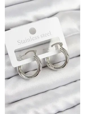 Pirinç Halka Model Gümüş Renk Kadın Küpe