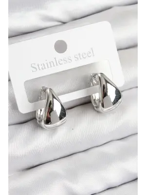 Pirinç Halka Model Gümüş Renk Kadın Küpe