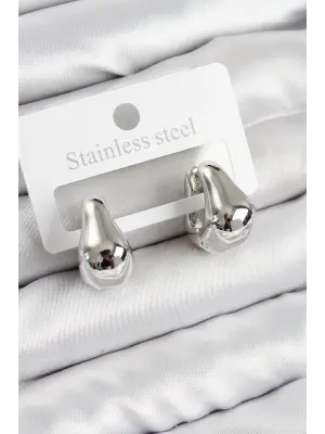 Pirinç Halka Model Gümüş Renk Kadın Küpe