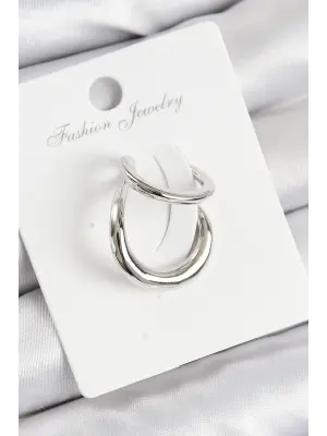 Pirinç Halka Model Gümüş Renk Sağ Kıkırdak Küpe