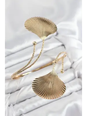 Pirinç İstiridye Model Gold Renk Kadın Pazu Bileklik