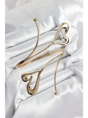 Pirinç Kalp Model Gold Renk Kadın Pazu Bileklik