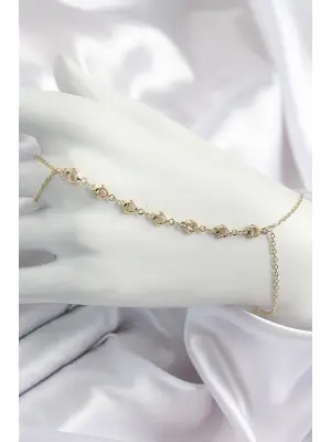 Pirinç Kalpli Zirkon Taşlı Y Model Gold Renk Kadın Şahmeran