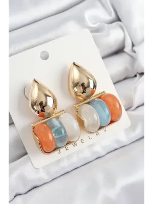 Pirinç Karışık Renk Vintage Model Kadın Küpe