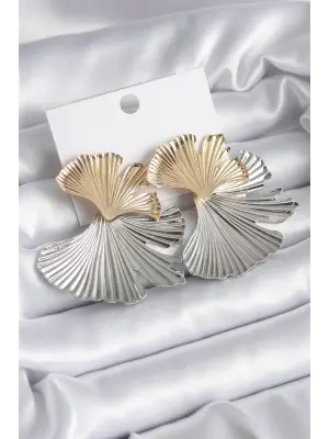  Karışık Renk Yaprak Model Trend Çelik Küpe