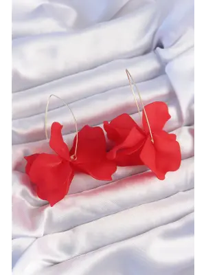  Kırmızı Renkli Flora Küpe