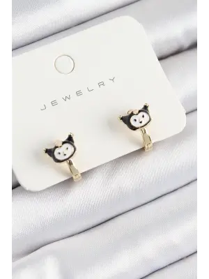 Pirinç Kuromi Model Gold Renk Çocuk Küpe