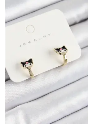 Pirinç Kuromi Model Gold Renk Çocuk Küpe