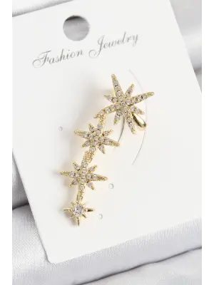 Pirinç Kutup Yıldızı Model Gold Renk Sağ Kıkırdak Küpe