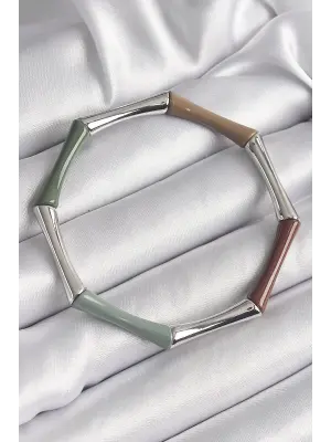 Pirinç Mix Renk Akrilik Lastikli Bambu Model Kadın Bileklik