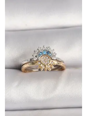  Mix Renk Ayarlanabilir Zirkon Taşlı Ay Güneş Model Çelik Yüzük