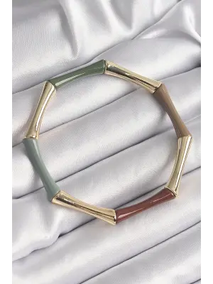 Pirinç Mix Renk Lastikli Bambu Model Kadın Bileklik