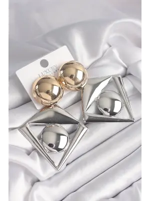  Mix Renk Üçgen Model Vintage Çelik Küpe