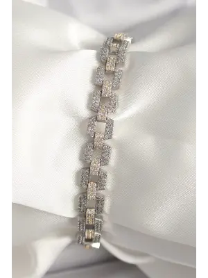 Pirinç Mix Renk Zirkon Taşlı Zincir Model VIP Seri Kadın Bileklik